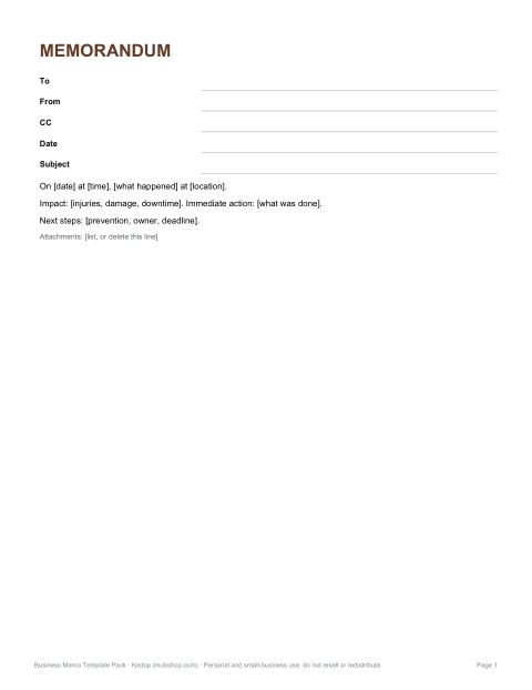 Preview of the first page of Incident report (DOCX/PDF)